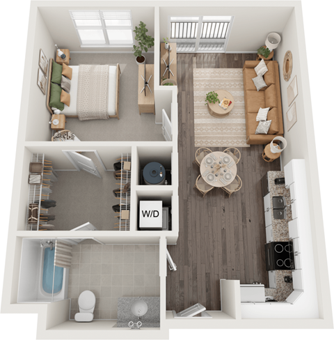 Arrowood 1 Bed 1 Bath Floor Plan at South 16 At The Bridges, Roanoke, VA 24016
